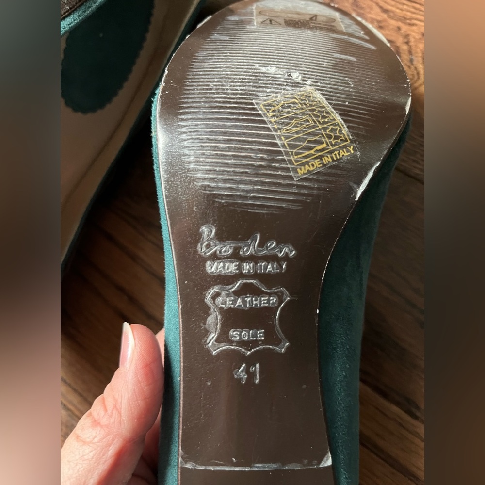 NWOT BODEN teal and brown suede heels, EU size 41/US size 9.5 - Picture 3 of 7
